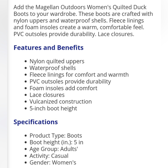 Magellan Outdoors Women Quilted Duck Boots - Picture 6 of 6